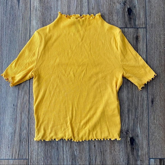 Mustard Yellow Ruffle Ribbed Top - Picture 1 of 2